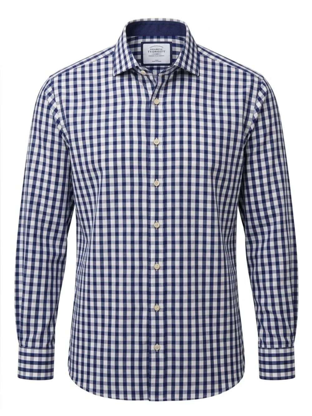 Charles Tyrwhitt Navy and White Gingham Dress Shirt